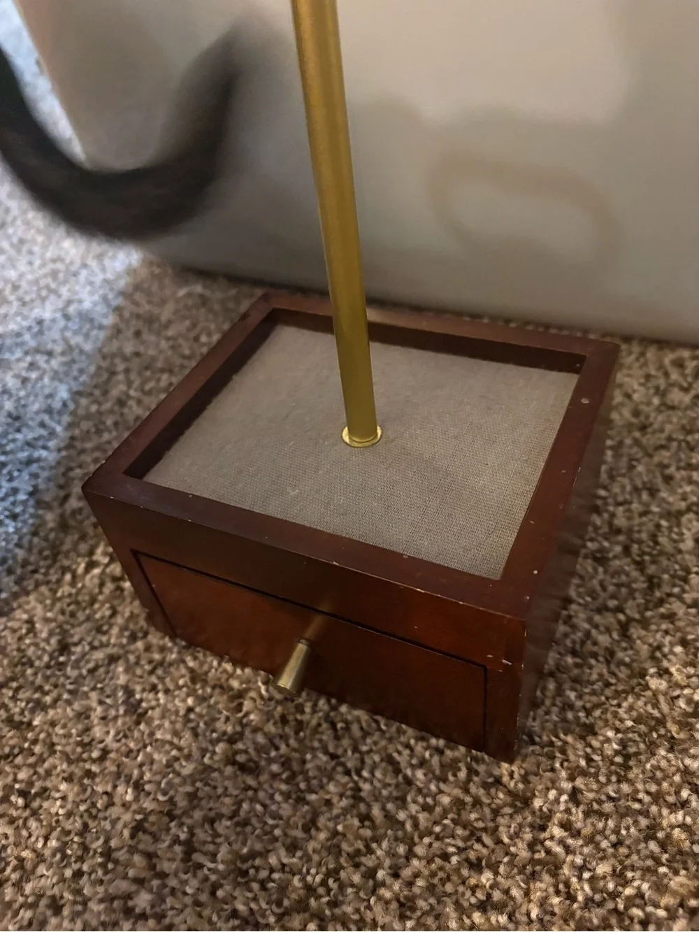 Gold and Brown Jewelry Stand with Drawer - Elegant Display Organizer